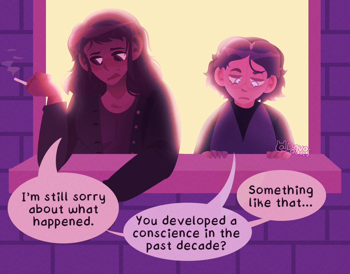 Mixed Feelings (2024) - Dialogue based illustration from a long-term project (Vivit)